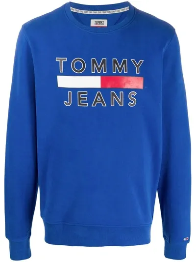 Tommy Hilfiger Long Sleeve Printed Logo Sweater In Blue