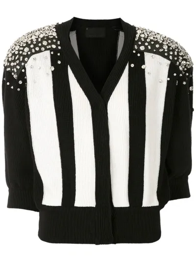 Andrea Bogosian Colour Block Embellished Detail Knitted Top In Black