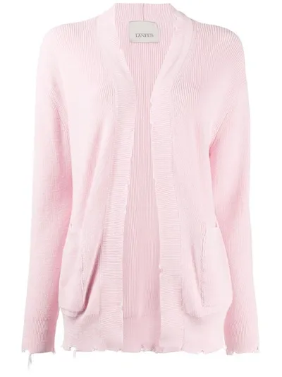 Laneus Distressed Open-front Cardigan In Pink