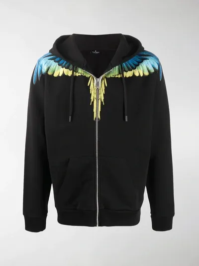 Marcelo Burlon County Of Milan Wings Print Zip-up Hoodie In Black