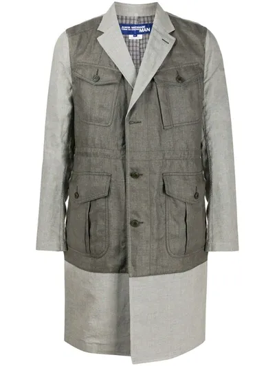 Junya Watanabe Oversized Contrast-panel Coat In Grey