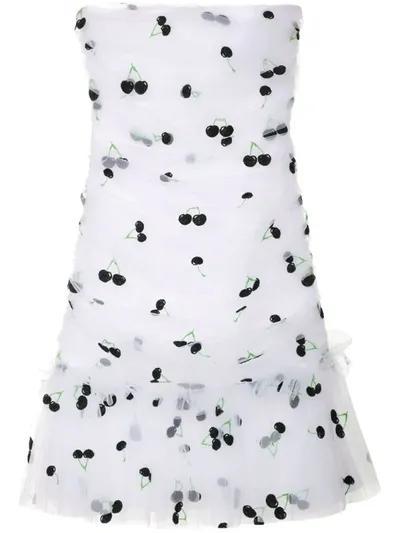 Brognano Cherry-print Strapless Mini Dress In White