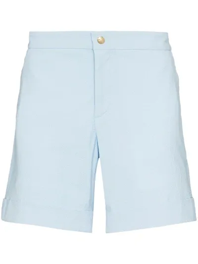 Casablanca Voilier Mid-rise Cotton-blend Seersucker Shorts In Blue