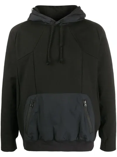 White Mountaineering Contrast Fitted Hoodie In Black