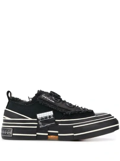 Yohji Yamamoto Frayed Hem Low-top Sneakers In Black