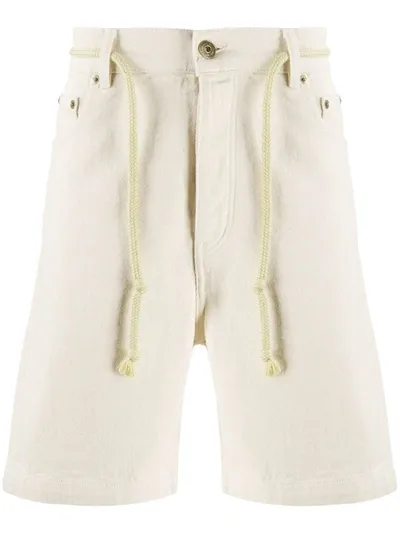 Nanushka Cord Detail Denim Shorts In Neutrals