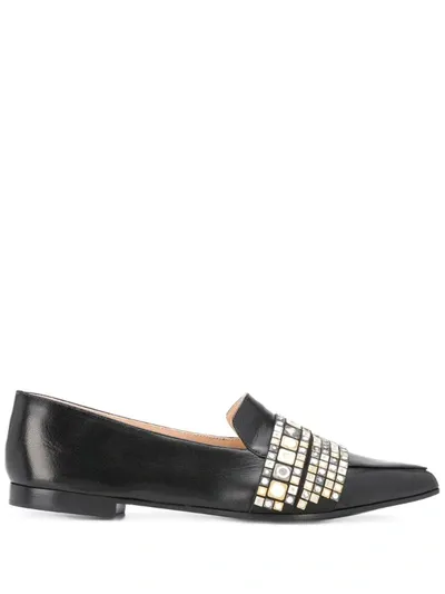 Casadei Embellished Pointed-toe Loafers In Black