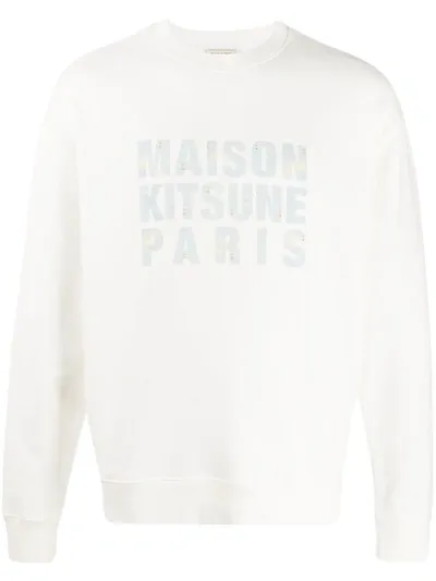 Maison Kitsuné Hologram Logo Sweatshirt In White