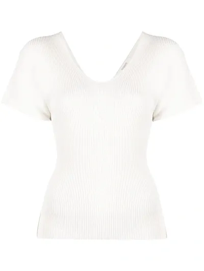 Zanone Ribbed-knit Top In White