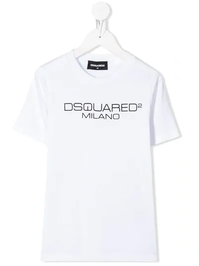 Dsquared2 Kids' Milano Logo Printed T-shirt In White