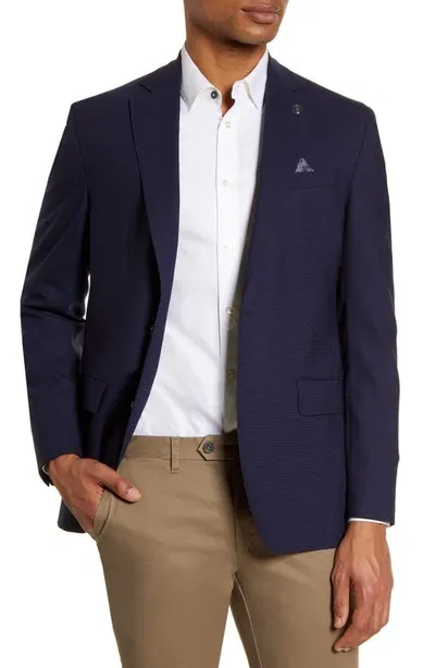 Ted Baker Karl Trim Fit Stretch Solid Wool Blazer In Navy