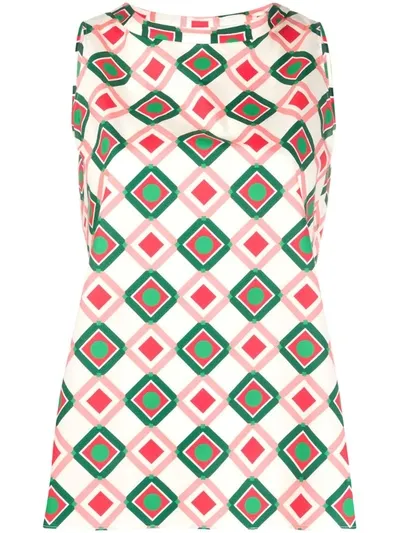 Aspesi Geometric Pattern Top In Cream Color In Pink