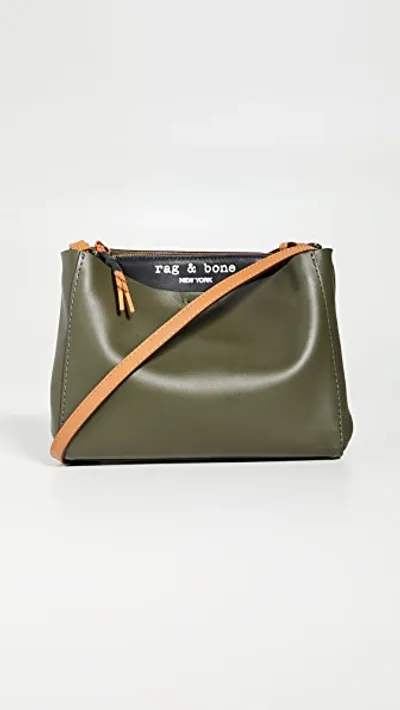 Rag & Bone Passenger Cross Body Leather Bag In Olive Black