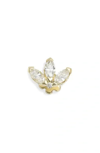 Maria Tash Engraved Diamond Lotus Stud Earring In Yellow Gold