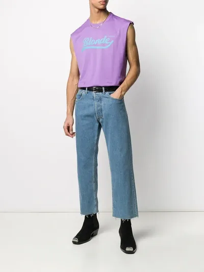 Versace Blonde Sleeveless T-shirt In Violet