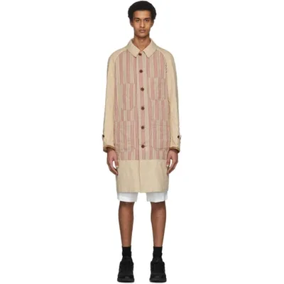 Junya Watanabe Striped Single-breasted Coat In Neutrals