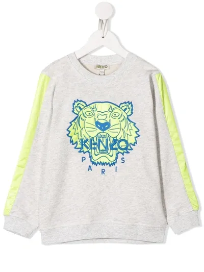 Kenzo Kids' Grey Boy Sweatshirt With Iconic Tiger