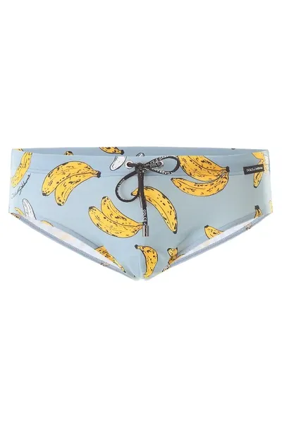 Dolce & Gabbana Banana Print Swim Briefs In Yellow,grey