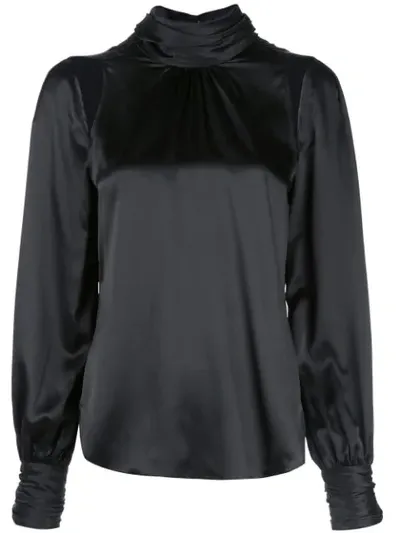 Cinq À Sept Cropped Tie-neck Crepe Blouse In Black