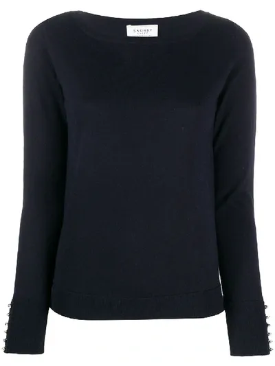 Snobby Sheep Stripe-detail Raglan-sleeves Pullover In Blue