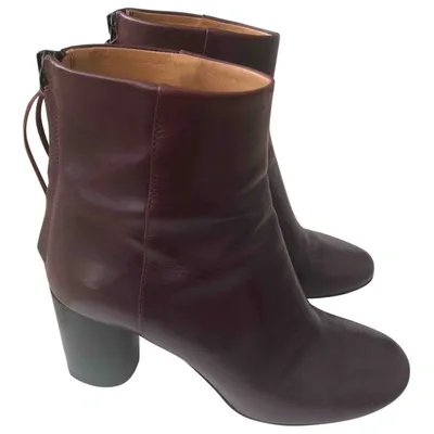 Pre-owned Isabel Marant Leather Ankle Boots In Burgundy