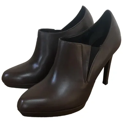 Pre-owned Jil Sander Leather Ankle Boots In Brown