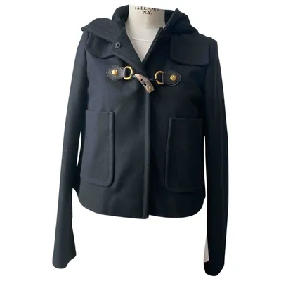 Pre-owned Miu Miu Wool Peacoat In Black