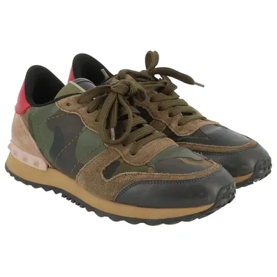 Pre-owned Valentino Garavani Rockrunner Cloth Trainers In Green