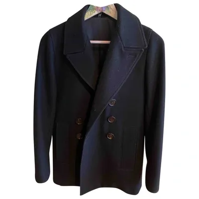 Pre-owned Dior Wool Peacoat In Black