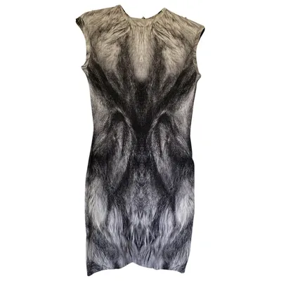 Pre-owned Alexander Mcqueen Wool Mini Dress In Grey