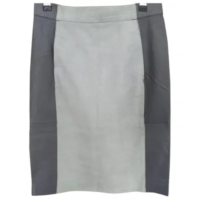 Pre-owned Iris & Ink Leather Mid-length Skirt In Grey