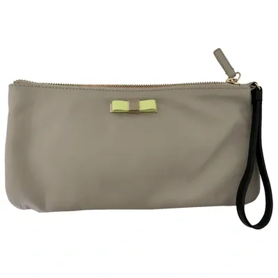 Pre-owned Furla Leather Clutch Bag In Beige