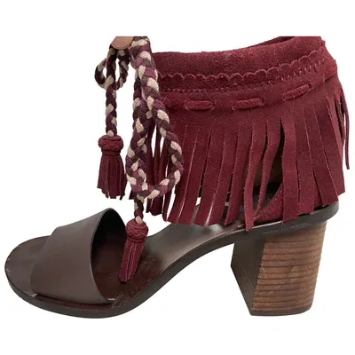 Pre-owned See By Chloé Leather Sandal In Burgundy