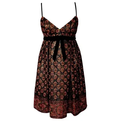 Pre-owned Anna Sui Silk Mini Dress In Multicolour