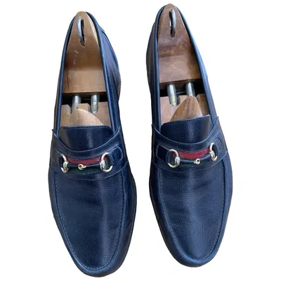 Pre-owned Celine Leather Flats In Navy