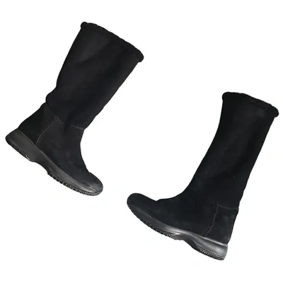 Pre-owned Hogan Leather Snow Boots In Black