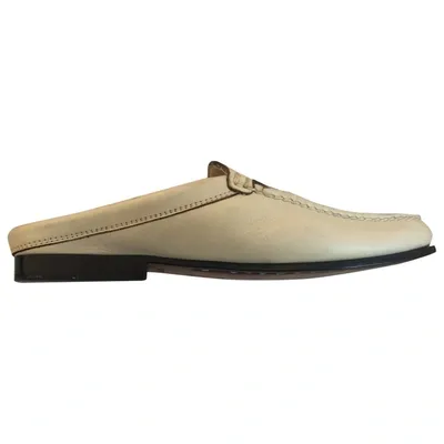 Pre-owned Baldinini Leather Flats In Ecru