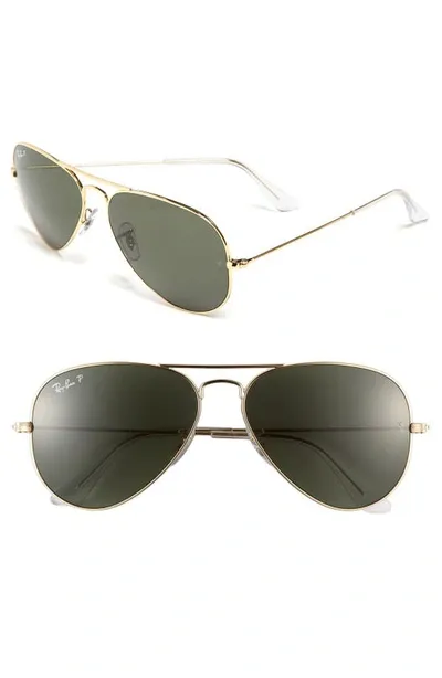 Ray Ban Standard Original 58mm Aviator Sunglasses In Gold