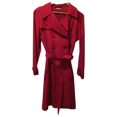 Pre-owned Miu Miu Trench Coat In Red