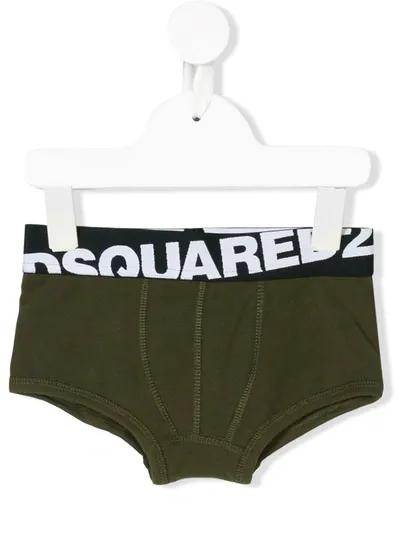 Dsquared2 Kids' Logo Banded Briefs In Green