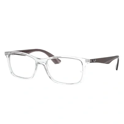 Ray Ban Rb7047 Eyeglasses Transparent Grey Frame Clear Lenses Polarized 56-17