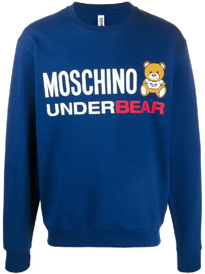 Moschino Underbear Logo Print Sweatshirt In Blue