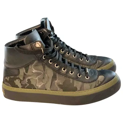 Pre-owned Jimmy Choo Leather High Trainers In Khaki