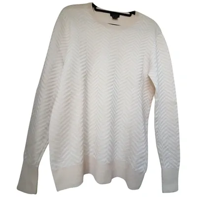 Pre-owned Theory Wool Jumper In Ecru