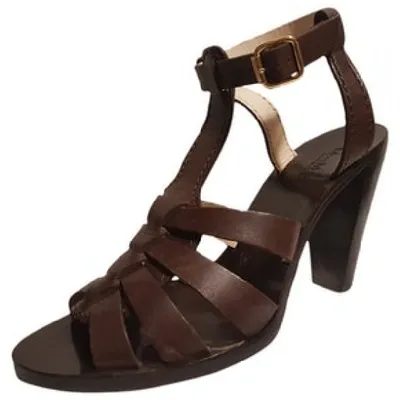 Pre-owned Max Mara Atelier Leather Sandals In Brown