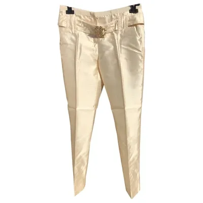 Pre-owned Roberto Cavalli Slim Pants In Beige