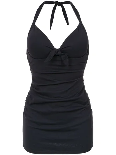 Amir Slama Draped Swimsuit In Black