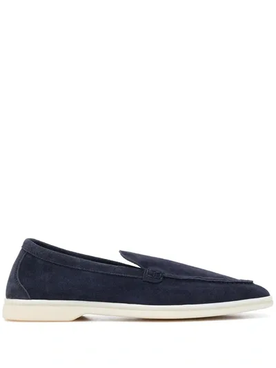 Scarosso Almond Toe Loafers In Blue