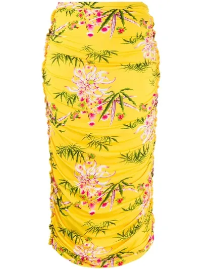 Kenzo Sea Lily Print Skirt In Yellow