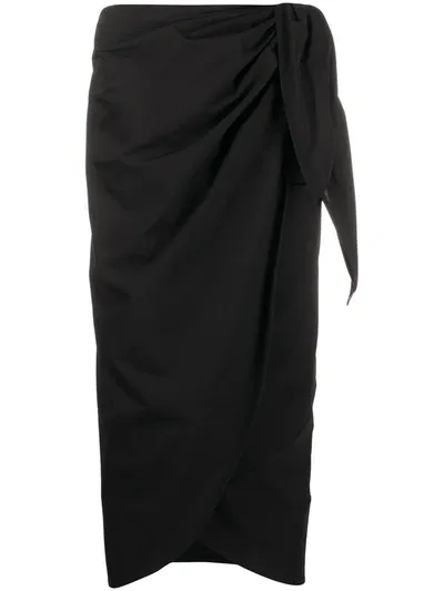 Maison Margiela Side Tie Wrap Midi Skirt In Black